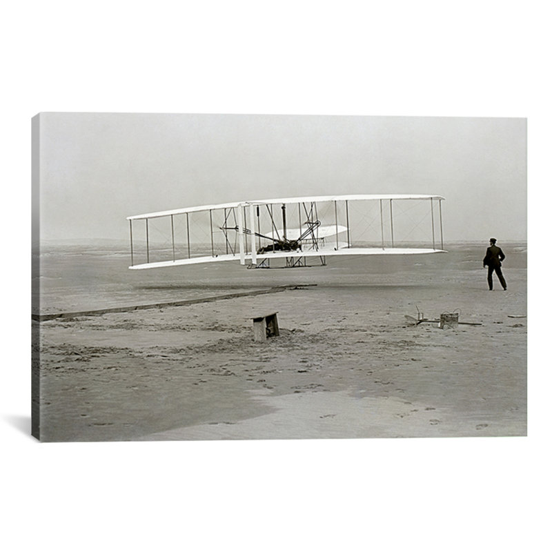 "The Wright Brothers - First Flight" par Kitty Hawk, reproduction de photo sur toile, H 12 po x l 18 po x P 1,5 po