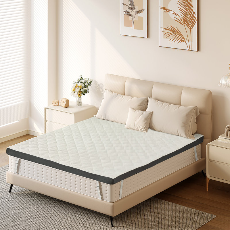 Surmatelas en mousse à mémoire de forme 3 pouces avec housse amovible et lavable, Grand lit