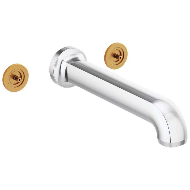 Kintsu® Two Handle Wall Mount Tub Filler, Knob, Polished Chrome