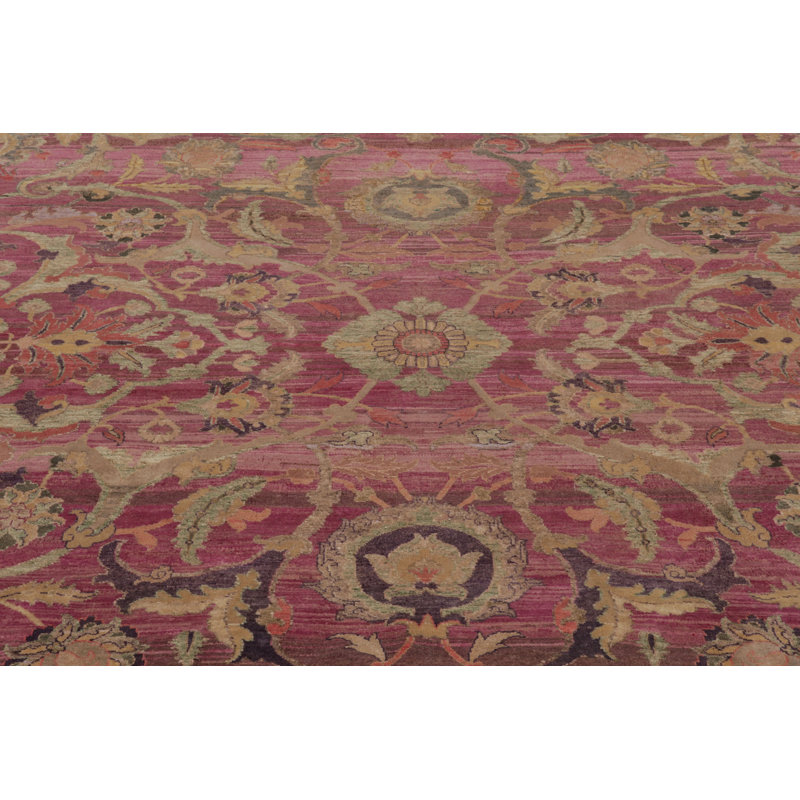 Rug & Kilim’S Modern Classics Rug In Soft Fuschia And Gold Traditional Medallion