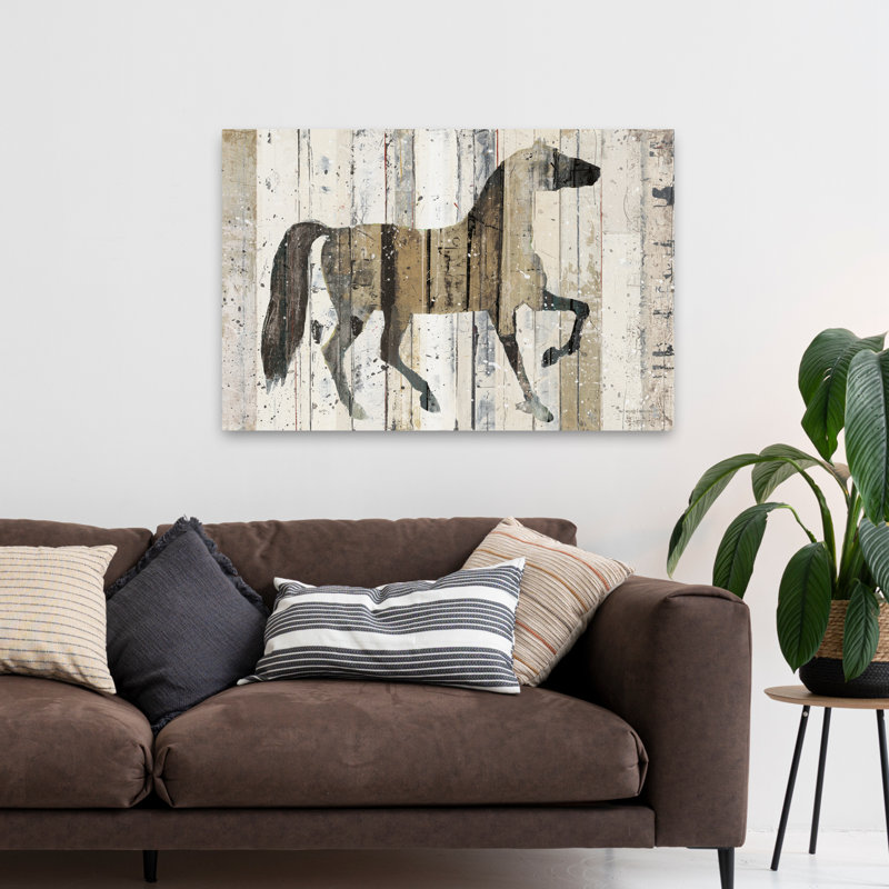 Cheval noir contemporain, H 48 po x l 32 po