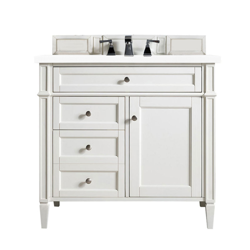 Brittany 36'' W Single Vanity, Bright White, White Zeus, 8" Widespread