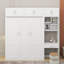 Grand lit escamotable mural avec bureau, armoire supérieure et tablettes de rangement, lit pliant peu encombrant-1223768776