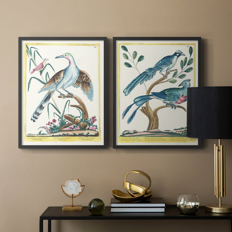 «Pastel Birds V-Premium», reproduction encadrée prête à accrocher - aucun clou requis - aucun clou requis, H 21 po x l 34 po
