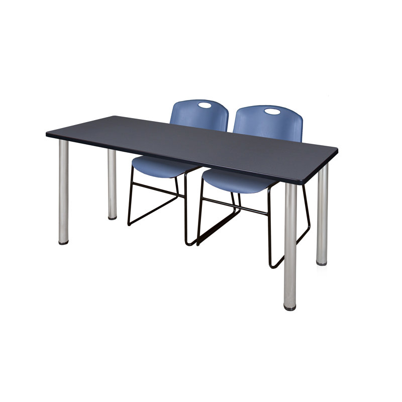 Plateau de table d'entraînement Nirvano Kee et 2 chaises Zeng, Chrome, Gris, Bleu