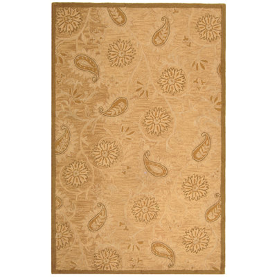 Berkeley Paisley Hand Hooked Wool Light Brown Area Rug