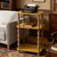 Table d'appoint étroite à 3 niveaux pour les petits espaces, table de bout de ferme avec tablettes ouvertes, table d'appoint moderne pour le salon, la chambre à coucher, le bureau, finition noyer rustique