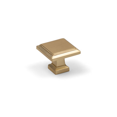 32mm Brushed Brass Square Knob