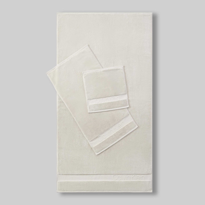 Calvin Klein Iconic Cotton Solid 3 Piece Towel Set, Beige