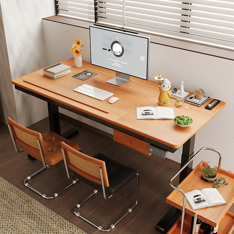 Bureau inclinable électrique en bois massif 70,87 "et hauteur réglable, H 46,85 po x l 70,87 po x P 29,53 po