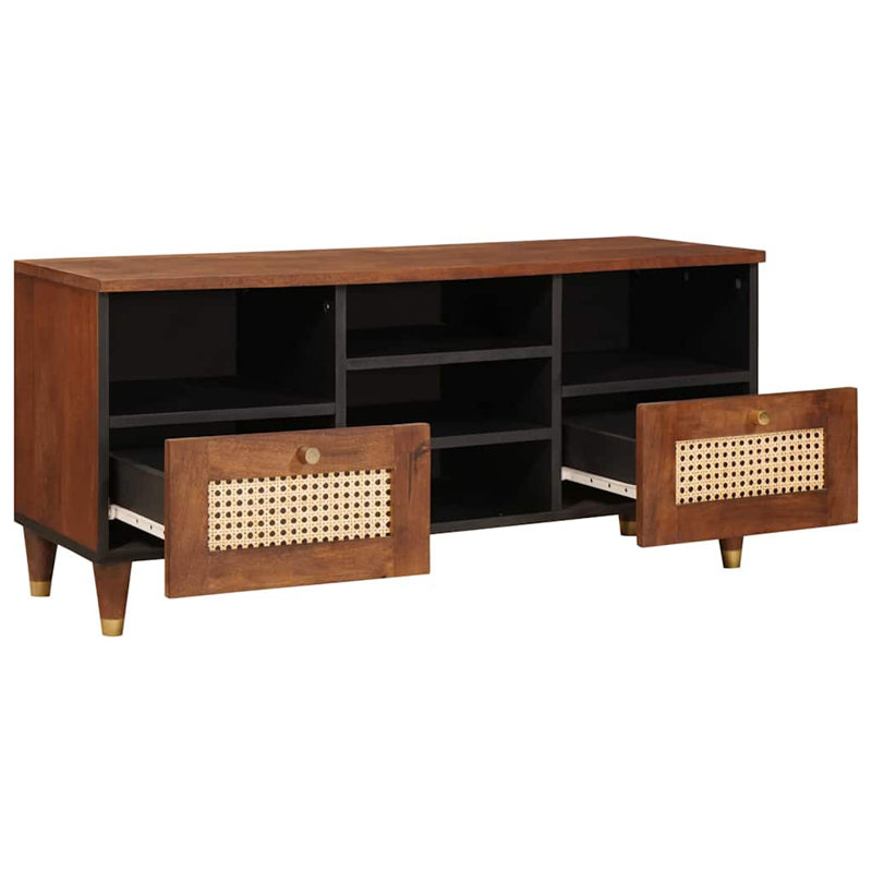 TV Cabinet with Drawer with Shelf Brown Solid Mango Wood Media Storage