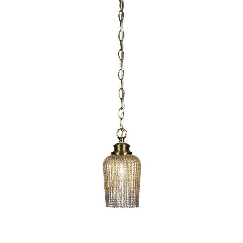 Luminaire suspendu à chaîne Cordova avec verre 5 po, Gelé, Laiton New Age