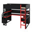Lit mezzanine avec escalier de rangement, bureau intégré, tablettes et panneau perforé Gaming-1259335054