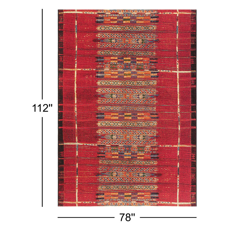 Tapis intérieur / extérieur rouge Sesena, Rectangle 6 pi 6 po x 9 pi 4 po