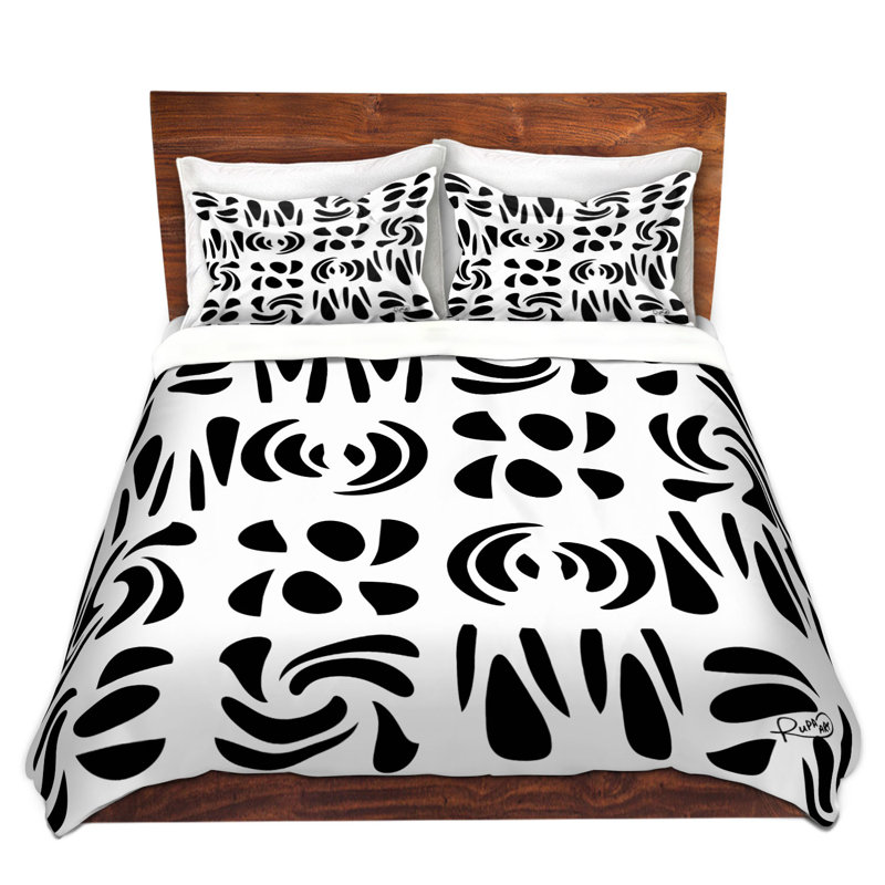 Ensemble de housse de couette en microfibre , 1 housse simple + 1 taie standard, Noir / blanc