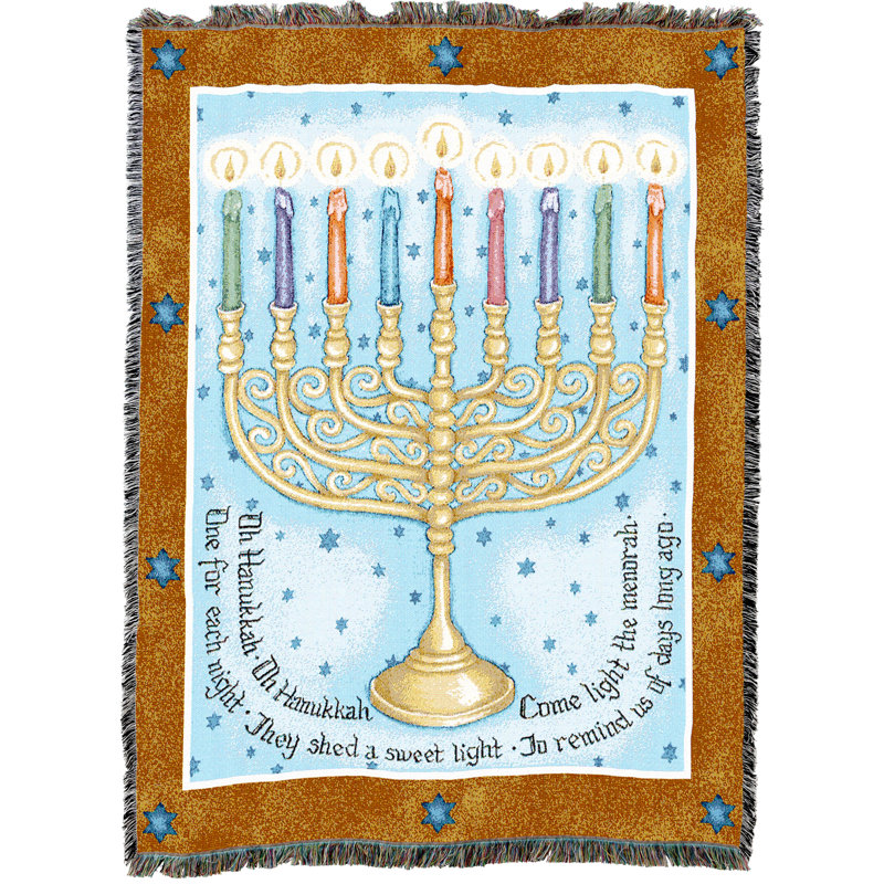 Couverture Hanukkah Pure Country Weavers Eight Days par Judy Hand - Cadeau en tissu Hanukkah tissé en coton - fabriqué aux États-Unis (72 x 54)