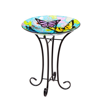 Lahziri Glass Single Tier Birdbath