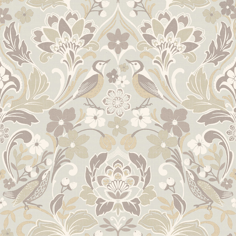 Papier peint floral Birdy Nuthatch, Neutre