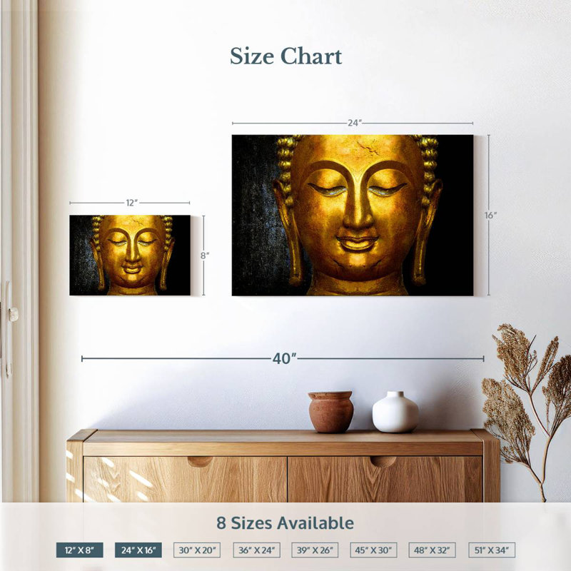 Grand visage de Bouddha, H 16 po x l 24 po