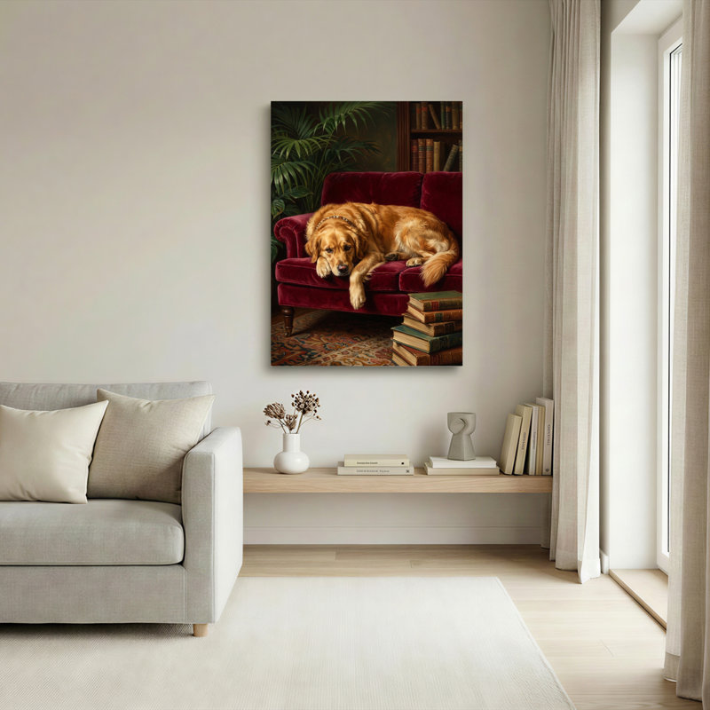 Ensemble de 1 tableau sur toile représentant un canapé pour chien, H 40 po x l 28 po, Toile tendue