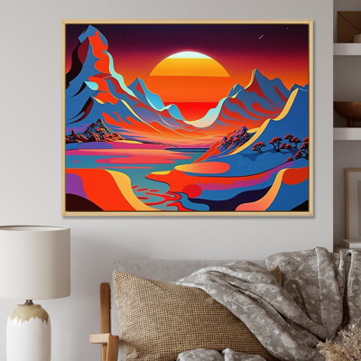 «Arctic Mountain Dreams In Vibrant Retro Colors», reproduction d'art sur toile