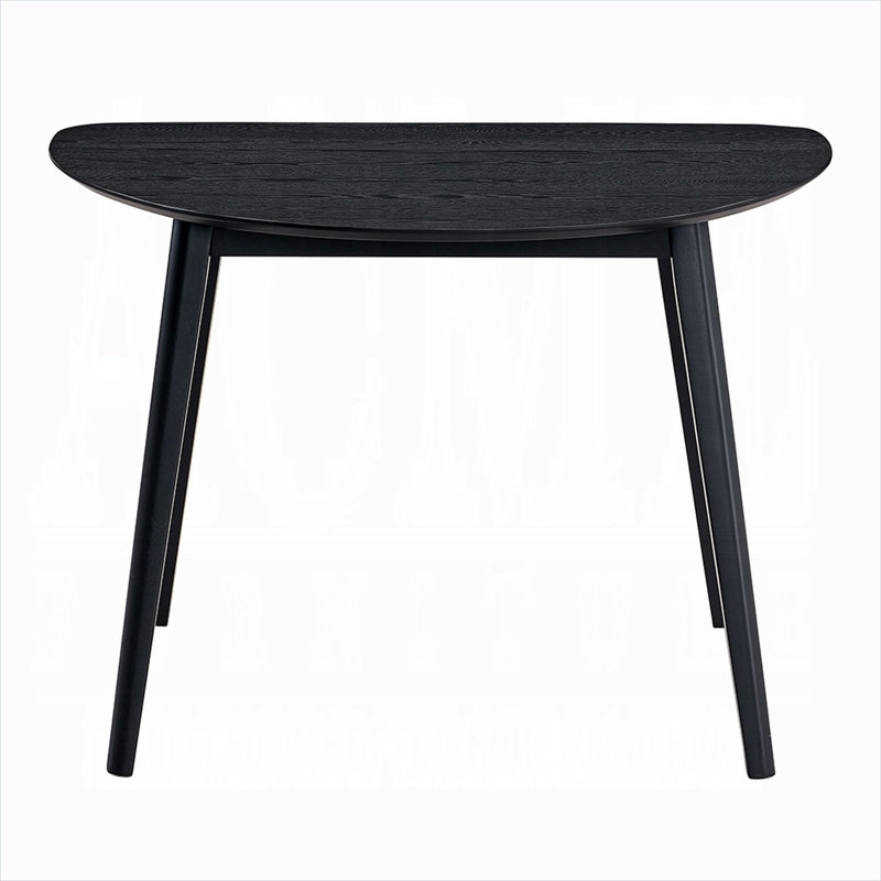 Irregular Shape Dining Table with Solid Rubberwood Construction and Sleek Black Finish Seats 4