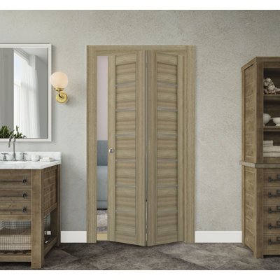 Porte pliante en bois et verre Alba avec trousse de quincaillerie d'installation