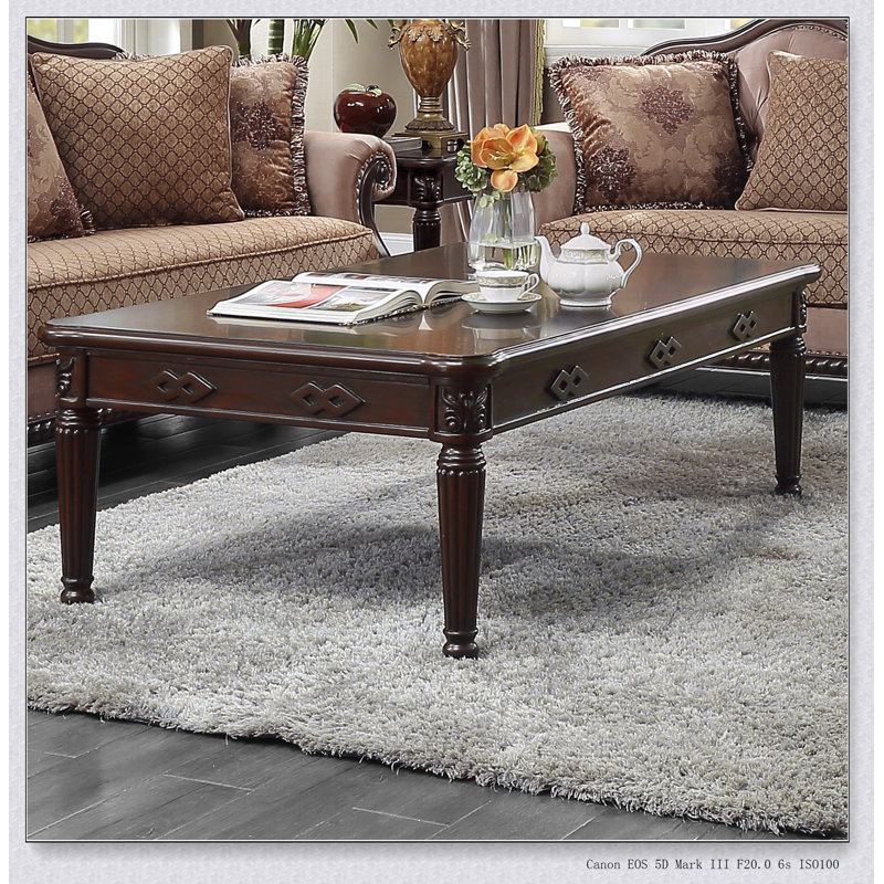 Table basse espresso avec pieds tournés Conception pratique et moderne, matériaux de haute qualité, centre de salon