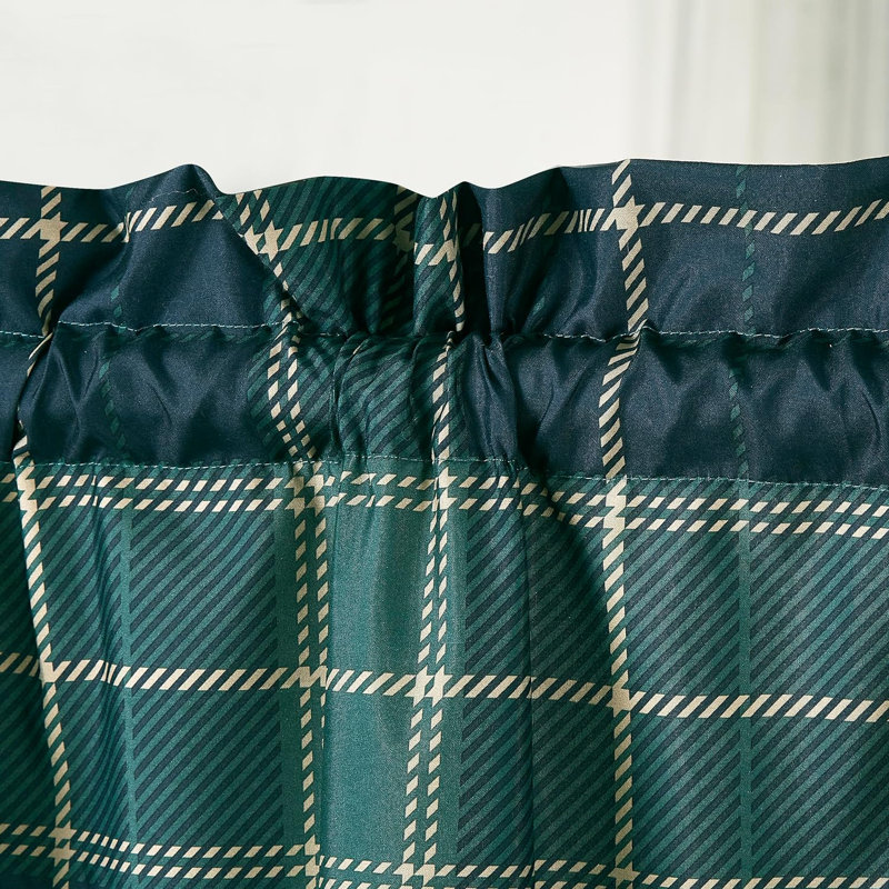 Blue Green Grizzly Bear Lodge Window Curtain Set with Sheer Backing