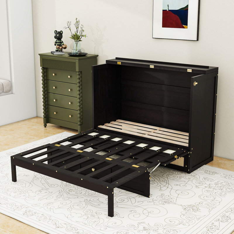 Murphy Bed with Multifunctional Storage and Elegant Design, Espresso, Full