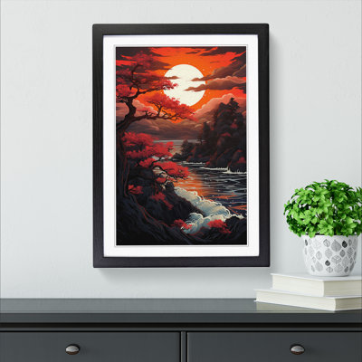 Japanese Sunset Symbolism - Framed Print