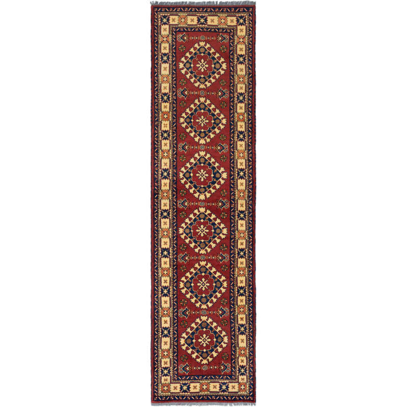 Tapis de couloir unique en laine noué à la main Kargahi années 2010 brique / noir / crème 2 pi 9 po x 10 pi 9 po Bermudes
