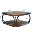 Table basse carrée 39 "avec tablette de rangement - Table basse à 2 niveaux avec structure incurvée en métal robuste