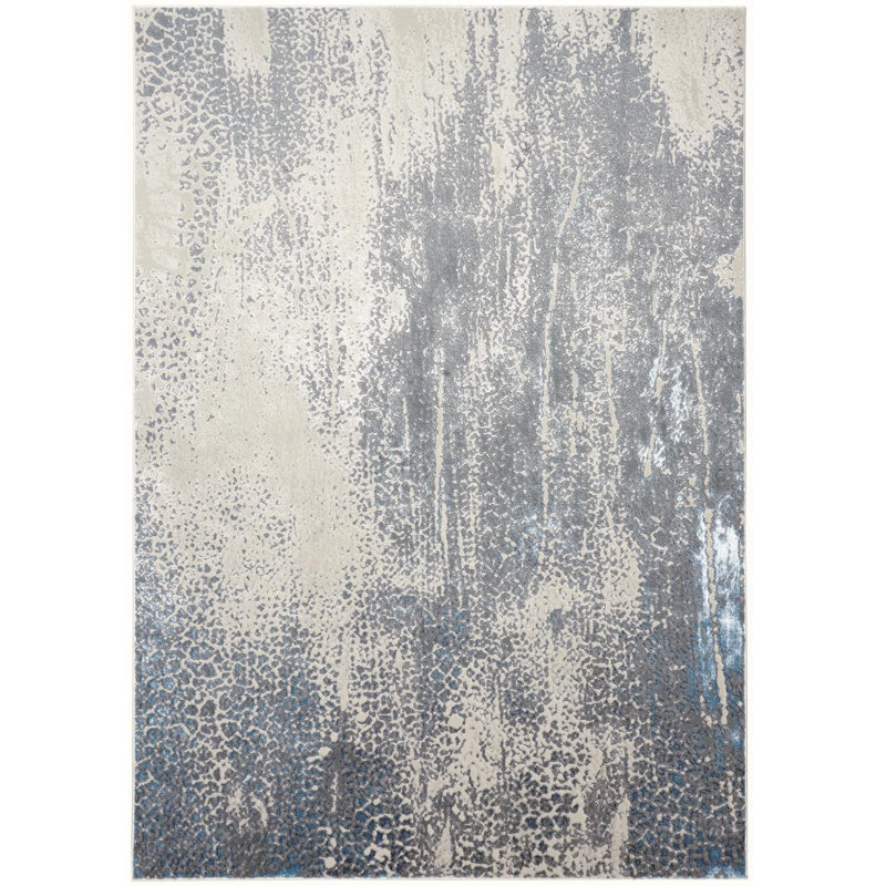 Caniyah Abstract Power Loom Gray Area Rug, Rectangle 3'11" x 6'