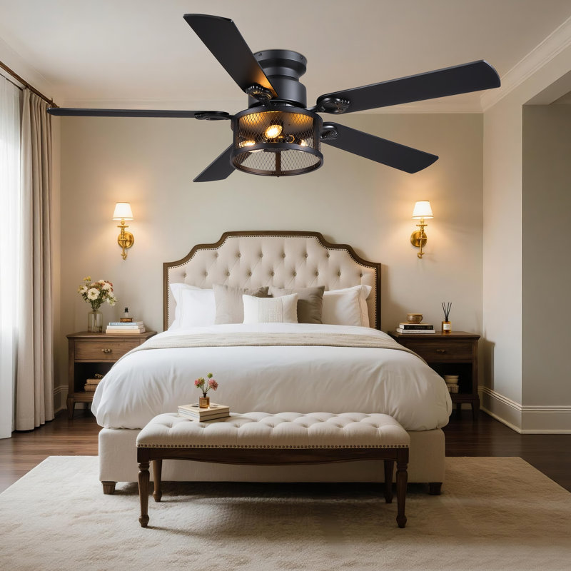 Ventilateur de plafond de 52 pouces avec éclairage et télécommande, ventilateur de plafond de ferme avec éclairage DEL pour la chambre à coucher