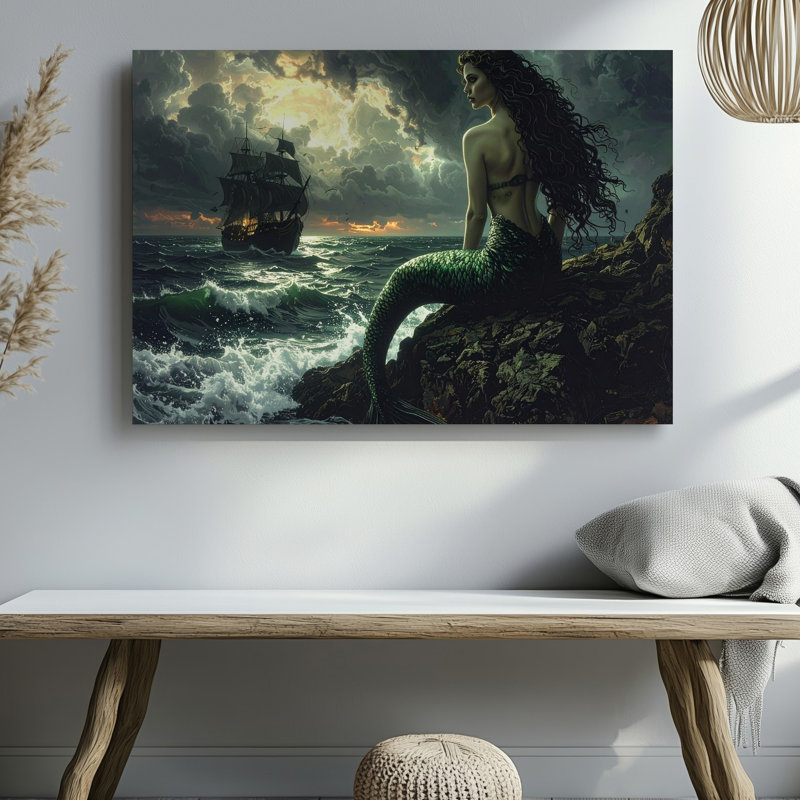 «Stormwatch Mermaid», art mural sur toile, H 18 po x l 24 po