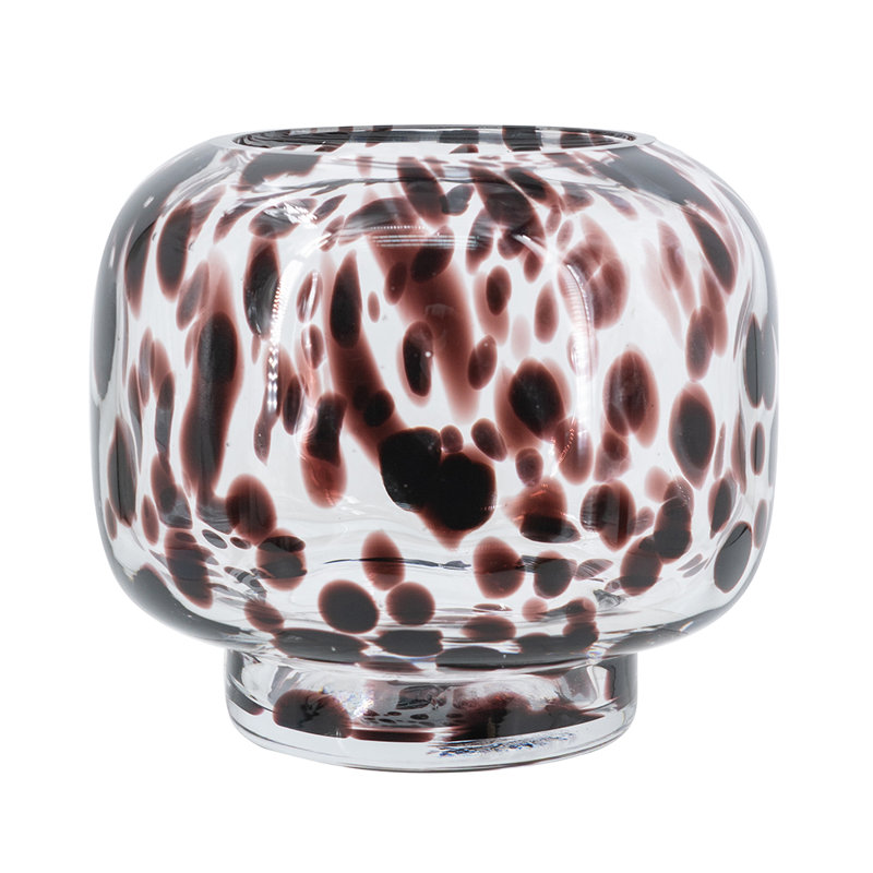 Calderon D6.3X5.7" Clear Glass Accent Vase With Artistic Amber Spots