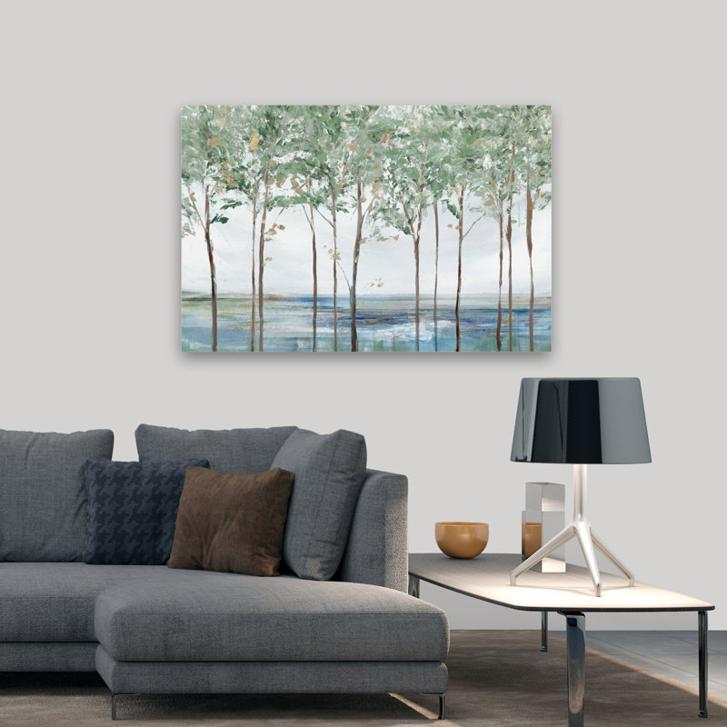 Forêt, paysage, paysage, arbre, nature, peinture, impressionnisme, art contemporain, H 48 po x l 32 po