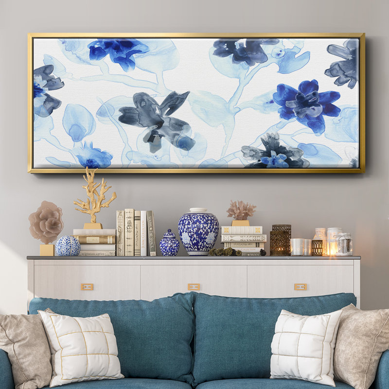 Blue Gossamer Garden - Toile avec cadre en V, H 24 po x l 60 po
