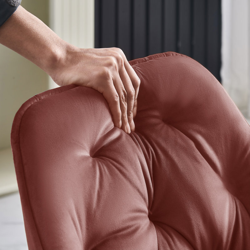 Velvet Tufted Upholstered Armchair Runge 50cm H, Rose