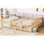 Lit à plancher double, style avec lattes et garde-corps, fait de bois fin, encourage les dimensions du lit en bois massif Freedom Motion, mélange les styles de chambre à coucher-130677072