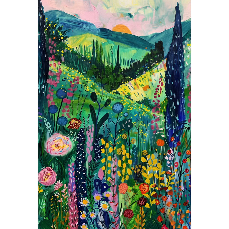 «Morning Hills in Bloom», art mural sur toile tendue, H 48 po x l 36 po x P 1,5 po