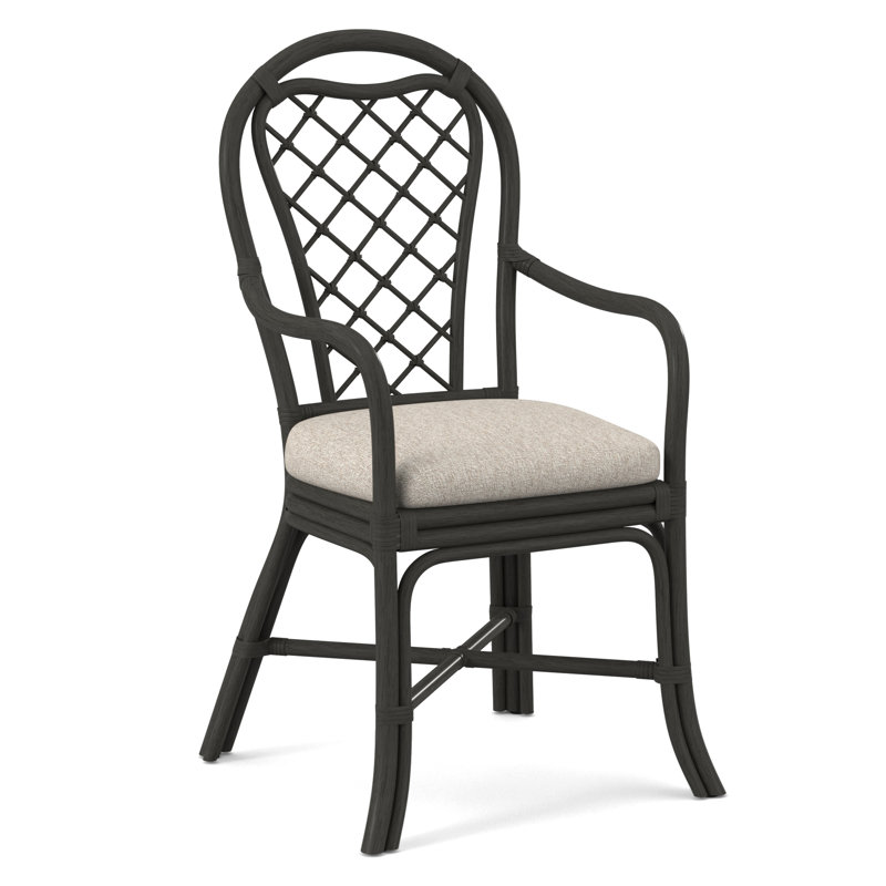 Trellis Dining Arm Chair, Antique Frost White, Snow Crypton Performance; 0884-91