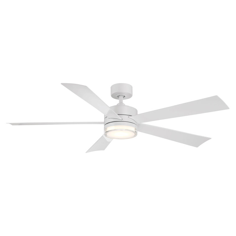 Ventilateur de plafond intelligent à cinq pales d'extérieur et d'intérieur Wynd avec télécommande et ensemble d'éclairage DEL inclus fonctionnant avec les applis Alexa, iOS ou Android