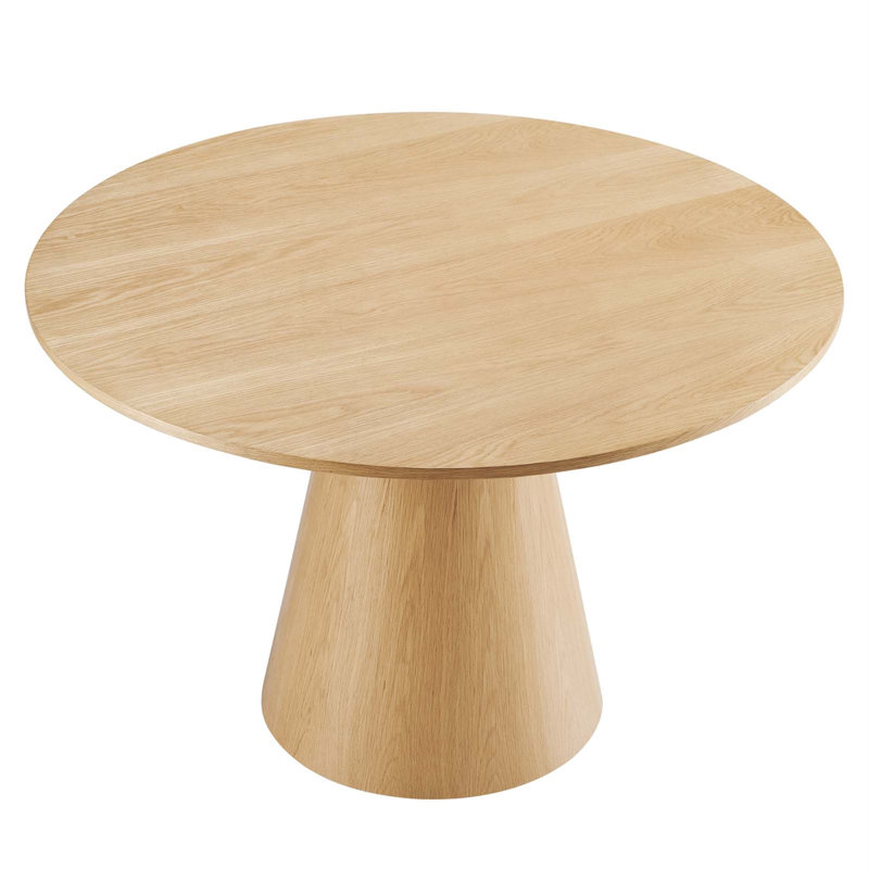 Diartis Round Solid Wood Base Dining Table, Oak