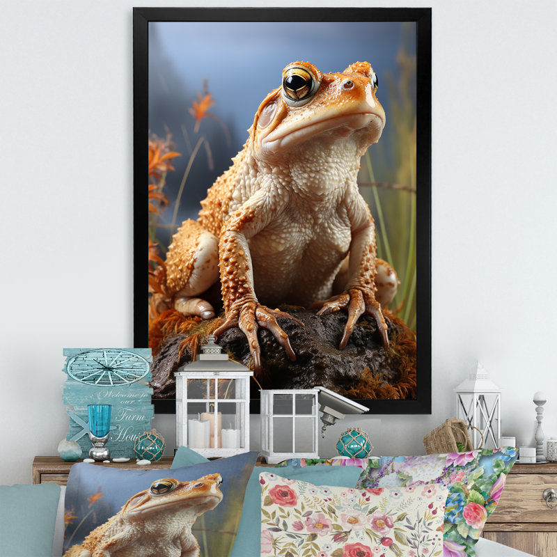Portrait de grenouille classique sur toile, H 20 po x l 12 po x P 1 po, Cadre simple noir