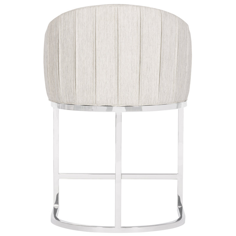 Upholstered Stool, Counter Stool (26" Seat Height), Polished Nickel