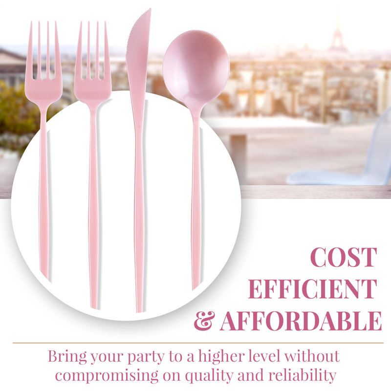 Couverts Walkerton Ebern Designs - ensemble de 80, Rose