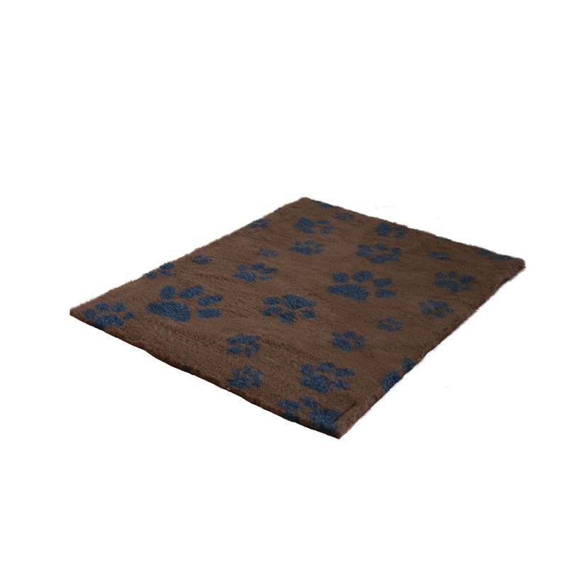 Vet Fleece Bedding | Non-Slip Multi-Paws Vet Bed O Animal Print Fleece Pet Bed, 3cm H x 61cm W x 61cm D, Brown/Charcoal