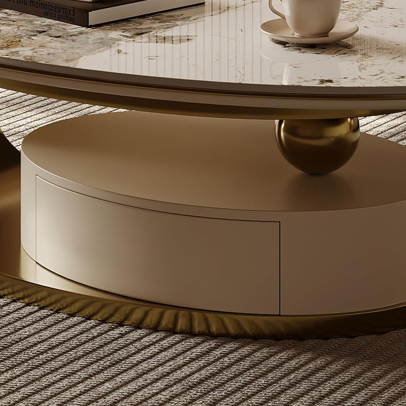 Table basse ovale en pierre frittée